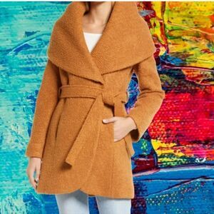 Rachel Parcell Wool Blend Bouclé Belted Coat Size XXS NEW